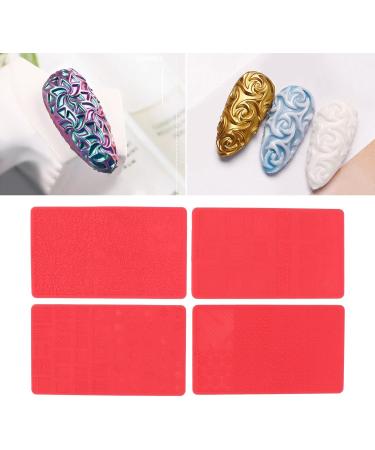 Nail Stamping Template Set - 4PCS 3D Relief Silicone Stencils for DIY Nail Art UV Gel Friendly Perfect for Salon & Home Use - Buy Online on GoSupps.com
