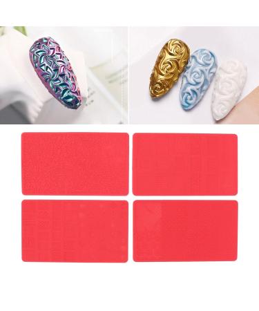 4-Piece 3D-Relief Nail Pressure Template Set | Soft Silicone Manicure & Nail Art Tool for DIY Salon Design - Buy Online on GoSupps.com