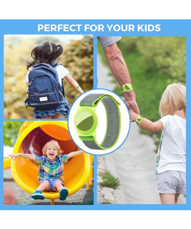 Dingfeiyu Airtag Waterproof Wristband for Kids & Adults - Adjustable Anti Lost Bracelet in Chartreuse Nylon - Buy Online on GoSupps.com