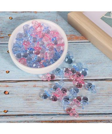 Acrylic Baby Pacifiers - 100 Pack for Birthday Parties & Baptisms | Transparent Pink & Blue Decorations & Calming Toys - Buy Online on GoSupps.com