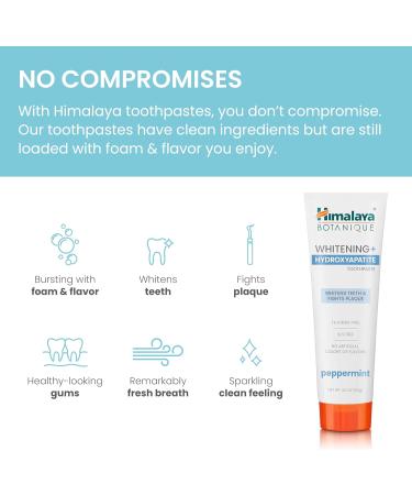 Himalaya Botanique Peppermint Whitening Toothpaste - Fluoride Free Vegan Hydroxyapatite Support for Whiter Teeth & Fresher Breath - 4 oz - Buy Online on GoSupps.com