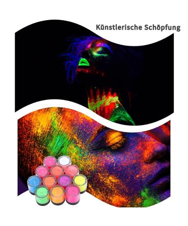 12 Colors Fluorescent Nail Powder - UV Reactive Neon Pigment for Halloween Nail Art | DIY Manicure Tool - Buy Online on GoSupps.com