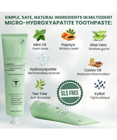 Hydroxyapatite Toothpaste MILTODENT 15% Micro-Hydroxyapatite Premium Toothpaste Fluoride-Free, Foam-Free, Natural Mineralizing | Safe Alternative to Nano-Hydroxyapatite | SLS-Free & Paraben-free 4oz 4 Ounce (Pack of 1) - Buy Online on GoSupps.com