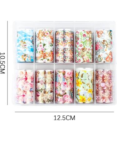 Nail Art Supplies Baroque Full Wrap Cupid Rose Flower Angel Transfer Stickers Decals Nail Foils(10) - Buy Online on GoSupps.com
