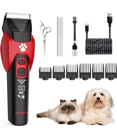 Solimpia Dog Cat Pet Clippers Shavers Electric Pet Grooming Trimmer Kit Rechargeable Cordless Low Noise Professional Pet Hair Trimmer Set - Buy Online on GoSupps.com