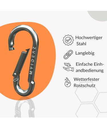 Premium Karabiner Set (60mm 80mm 100mm) - Heavy-Duty Snap Lock Steel Carabiners for Camping Hiking & Key Rings (10-Pack Up to 350kg) - Buy Online on GoSupps.com