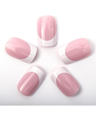 Novo Ovo Press On Nails - Short Corner Oval Nude French Tips in Mauve Light Purple | Perfect Artificial Fingernails for Valentine's Day - Buy Online on GoSupps.com