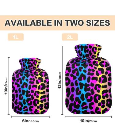 Hot Water Bottle 2L with Leopard Print Cover - Cheetah Neon Gradient for Pain Relief & Winter Warmth - Buy Online on GoSupps.com