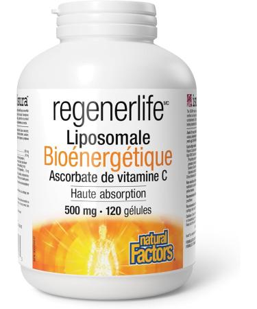 Natural Factors Regenerlife Liposomal Bioenergetic Vitamin C Ascorbate 500 mg 120 softgels High Absorption Stomach-Friendly Supports Bones Teeth Cartilage Gums and Immune Health Antioxidant - Buy Online on GoSupps.com