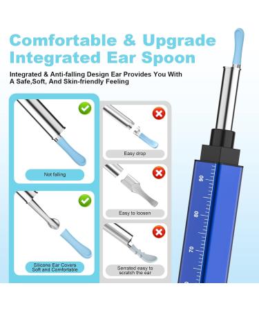 Buy Ear Wax Removal Tool Camera for iOS & Android | HD 1296P Ear Cleaner Kit with 10 Picks & 18 Silicone Spoons - Blue - Buy Online on GoSupps.com