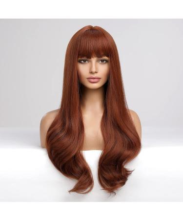 Haircube Auburn Wig | Long Wavy Synthetic Women's Wig | Heat-Resistant Everyday Use | Neat Chestnut Brown Style - Buy Online on GoSupps.com