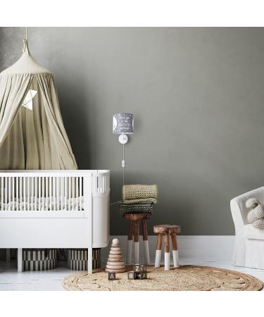 Paco Home Round Wall Lamp for Children's Room | Fabric Lampshade | E14 Moon & Stars Design in Grey & White - Buy Online on GoSupps.com
