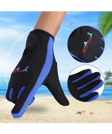 Diving Gloves Set - Neoprene Gloves for Snorkeling, Kayaking, Surfing - 3 Colors (Black, Blue) - 1 Pair - Buy Online on GoSupps.com