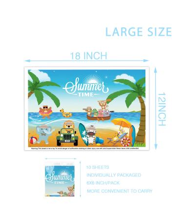 Kids Disposable Stick-on Placemats 40 Count - Summer Time Design - Portable Dining Topper for Toddlers - Individually Wrapped - 12x18 Inches - Buy Online on GoSupps.com