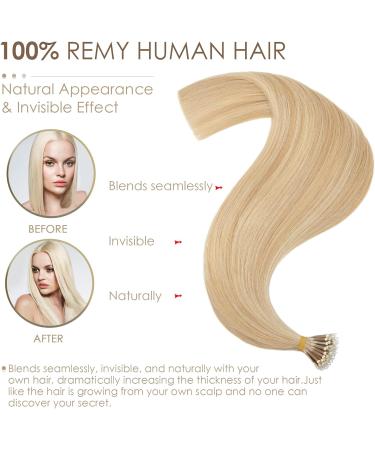 Nano Ring Hair Extensions 20inch 1g/s Pre Bonded 50g Nano Tip Bondings 100% Real Remy Human Hair #18P613 Ash Blonde&Bleach Blonde 20 Inch #18P613 Ash Blonde&Bleach Blonde - Buy Online on GoSupps.com