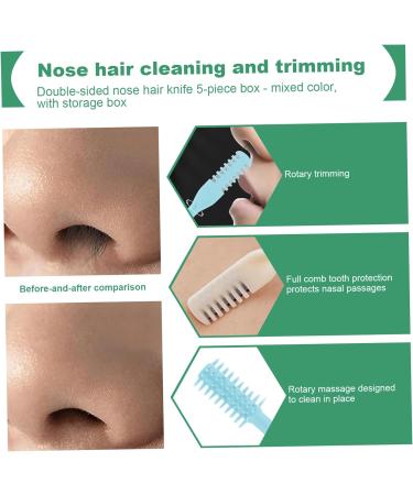 Nose Hair Trimmer 5Pcs Double Sided Nasal Hair Cutter 360 Rotating Portable Manual Nose Hair Scissors Washable Nose Trimmer for Women & Men Travel Essentials - Buy Online on GoSupps.com