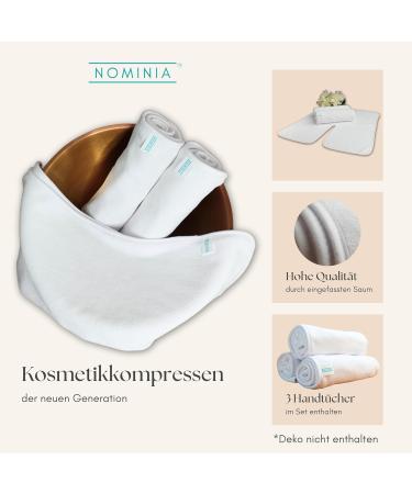 Nominia Facial Towels Premium White Microfiber 3-Series Set | Fluffy Durable Cosmetic Compresses U-Shaped Cut 400g/m Quality - Buy Online on GoSupps.com