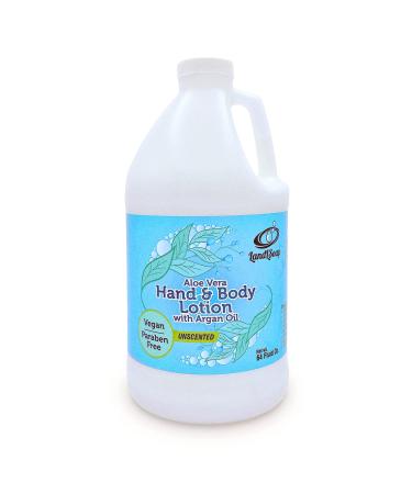 Unscented Aloe Vera Lotion with Argan Oil Hand-Made moisturizer and body lotion Non-GMO Vegan Made in USA (Half Gallon)