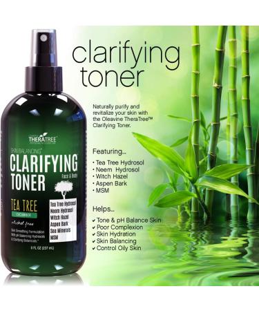 MSM Tea Tree & Neem Clarifying Toner - Complexion Control for Face & Body | Reduce Pores, Control Oil, Hydrate - 8 oz - Buy Online on GoSupps.com
