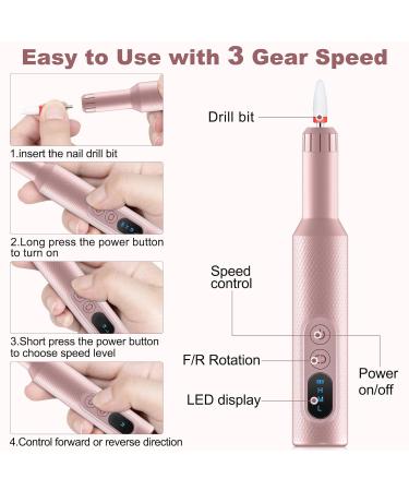 Buy Urbuti Cordless Electric Nail Drill - Portable Rechargeable Nail File for Acrylic & Gel Nails - Professional Manicure & Pedicure Tools - Perfect for Home & Salon (Pink - Buy Online on GoSupps.com