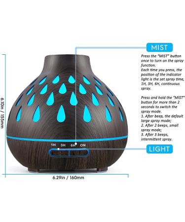 Ulixii Aroma Diffuser 500ml - Essential Oils Diffuser with 7-Color LED Light BPA-Free for Bedroom Office & Spa - Yellow  - Buy Online on GoSupps.com