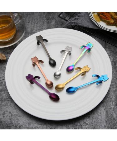 1Pcs Stainless Steel Cartoon Cat Spoon Creative Coffee Spoon Ice Cream Candy Teaspoon Kitchen Supplies Tableware 8 Colors (B) - Buy Online on GoSupps.com