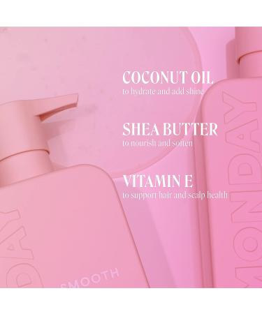 MONDAY HAIRCARE Smooth Conditioner 12oz for Frizzy, Coarse, and Curly Hair | Coconut Oil, Shea Butter, Vitamin E | 100% Recyclable Bottles | Pink (10433) - Buy Online on GoSupps.com