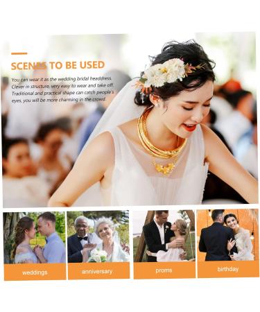 Angoily Bridal Comb Floral Hair Comb French Hair Pin French Combs Rose Hair Accessories Roses Artificial Flowers Floral Hair Headpiece Metal Comb White Cloth Flowers Seaside Resort Wedding - Buy Online on GoSupps.com