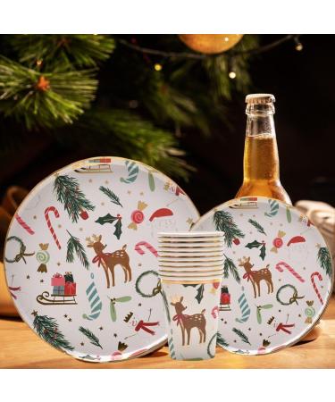 Christmas Party Tableware Set 10 Set Christmas Paper Plates and Cups Set Santa Claus Tableware Christmas Theme Party Decor - Buy Online on GoSupps.com