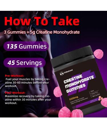 IRIDESICENT Creatine Monohydrate Gummies 5000mg Creatine for Women and Men Strawberry Gummies - Buy Online on GoSupps.com