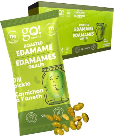 GoBeanz Crunchy Roasted Edamame Tasty Dill Pickle High Protein Healthy Snack For Adults & Kids 20 Single Serve Packs Low calorie Low Sugar Plant Based Salty Snacks Dill Pickle Pack of 20 - Buy Online on GoSupps.com
