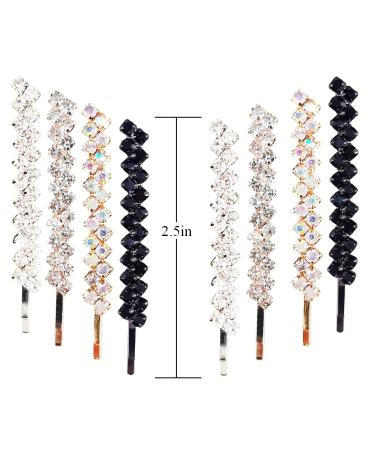Crystal Rhinestone Hair Pins - Set of 8 Pieces - Fashionable Hair Clips for Women and Girls - Bobby Pins for Elegant Hairstyles and Decorative Hair Styling - Buy Online on GoSupps.com