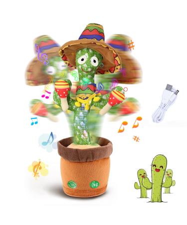 ariel-gxr Dancing Cactus Plush Toy Wiggle Creative Singing Talking Cactus Repeat What You Say Soft Funny Plush Interactive Toy Figures for Kids Home Decoration (sand hammer)