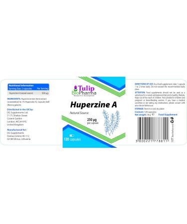 Huperzine A 250mcg 120 Capsules | High Strength Supplement, 3rd Party Lab Tested, Gluten & GMO Free - Buy Online on GoSupps.com