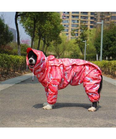 Tfeng Dog Raincoat with Removable Hoodie | Waterproof Camouflage Pink Jacket for Dogs | Adjustable Outdoor Coat 10 Sizes Available (73cm Back Length) - Buy Online on GoSupps.com