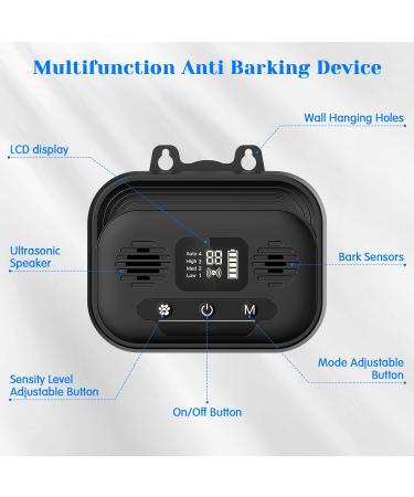 Tepimato Ultrasonic Dog Barking Control Device | LCD Display, 4 Frequency Levels, 50ft Range | Automatic Stop Anti-Barking Deterrent for Indoor & Outdoor Dogs - Buy Online on GoSupps.com