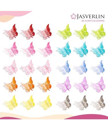 JASVERLIN Gradient Butterfly Hair Clips 50pcs 10 Colors - Mini Plastic 90s Hair Accessories for Women/Girls - No Crease Hairclips Toddler Y2K - Assorted Color Set - Buy Online on GoSupps.com