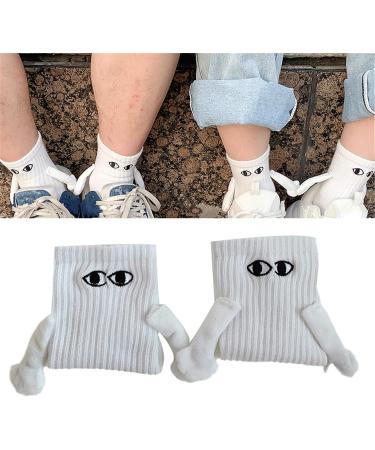 Magnetic Suction 3D Couple Socks - Holding Hands Funny White Socks - Buy Online on GoSupps.com