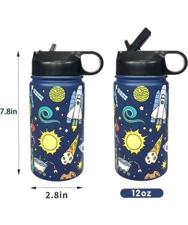 Rickyh Style Kids Water Bottle 14oz with Straw Lid - Insulated Stainless Steel Tumbler for School - Reusable Gift for Toddler Boys and Girls - Buy Online on GoSupps.com
