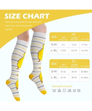 LEOSTEP Compression Socks for Women (3 Pair) - Knee High Support Stocking for Nurse, Flight, Sports, Travel, Pregnancy - 20-30mmHg - L-XL - Little Duck - Buy Online on GoSupps.com