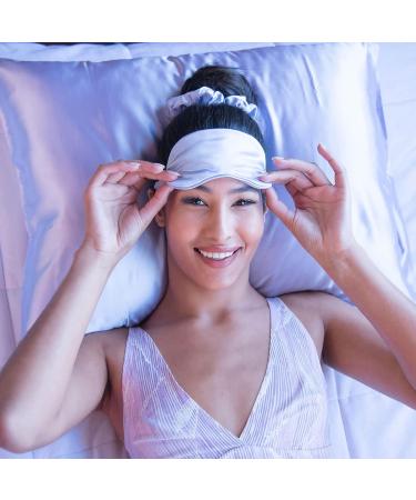 KISMETICS Vegan Silk Sleep Set: Pillowcase, Scrunchie & Eye Mask - Purple | Satin Night Routine Kit for Hair and Skin - Buy Online on GoSupps.com