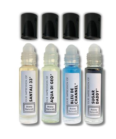 Replicant Cologne For Men - Mini Perfume Set Fragrance Body Oil Sample Cologne for Men Roller Perfume Man Perfume 4 Pc (Clean Set)