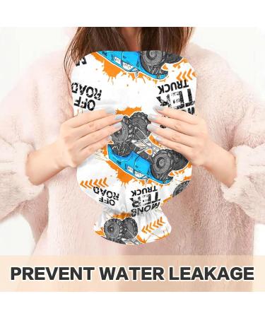 Hot Water Bottles with Cover Blue Yellow Monster Truck | 2L Pain Relief & Bed Warmer for Sore Muscles & Arthritis - Buy Online on GoSupps.com