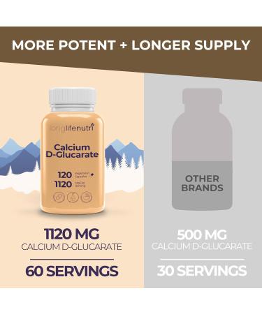 Calcium D-Glucarate - 120 Vegetarian Capsules 2-Month Supply 1120mg per Serving for Detox Support & Internal Balance Non-GMO Gluten Free Made in USA GMP Certified 120 Count (Pack of 1) - Buy Online on GoSupps.com