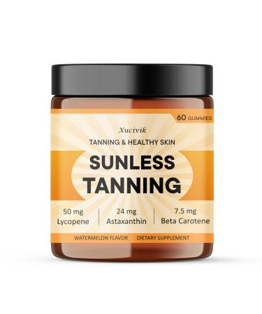 Xucivik Carotenoid Tanning Gummies for Women & Men Vegan Formula with Beta Carotene Astaxanthin & Lycopene for Natural Sunless Glow - Skin Health Supplement 60 Gummies