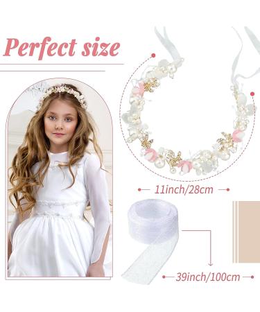 Retrowavy Pink Flower Girl Headpiece Set - Rhinestone Crystal Wedding Bridal Headbands for Girls and Babies - Buy Online on GoSupps.com