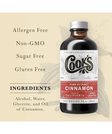 Cook's Pure Cinnamon Extract - 4 oz All Natural Premium Ceylon Bark Oil - Buy Online on GoSupps.com