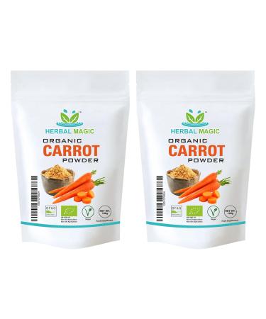 Herbal Magic's Organic Carrot Powder- Earthy & authentic flavour to your recipes smoothies carrot cakes Pasta Dishes Soups Natural Food Colour - No Fillers& Preservatives-200gms Carrot Powder - 200g