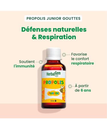 Herbalgem Propolis Junior organic drops from the first signs of cooling 15 ml Drops 15 ml 15ml - Buy Online on GoSupps.com