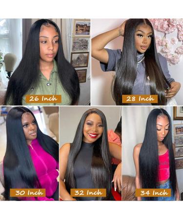 KALASHOW 28 Inch HD Transparent Lace Front Wig Human Hair 13x4 - Brazilian Virgin Hair, Pre Plucked with Baby Hair, Natural Hairline - 180% Density Straight Glueless Wig for Black Women - Buy Online on GoSupps.com